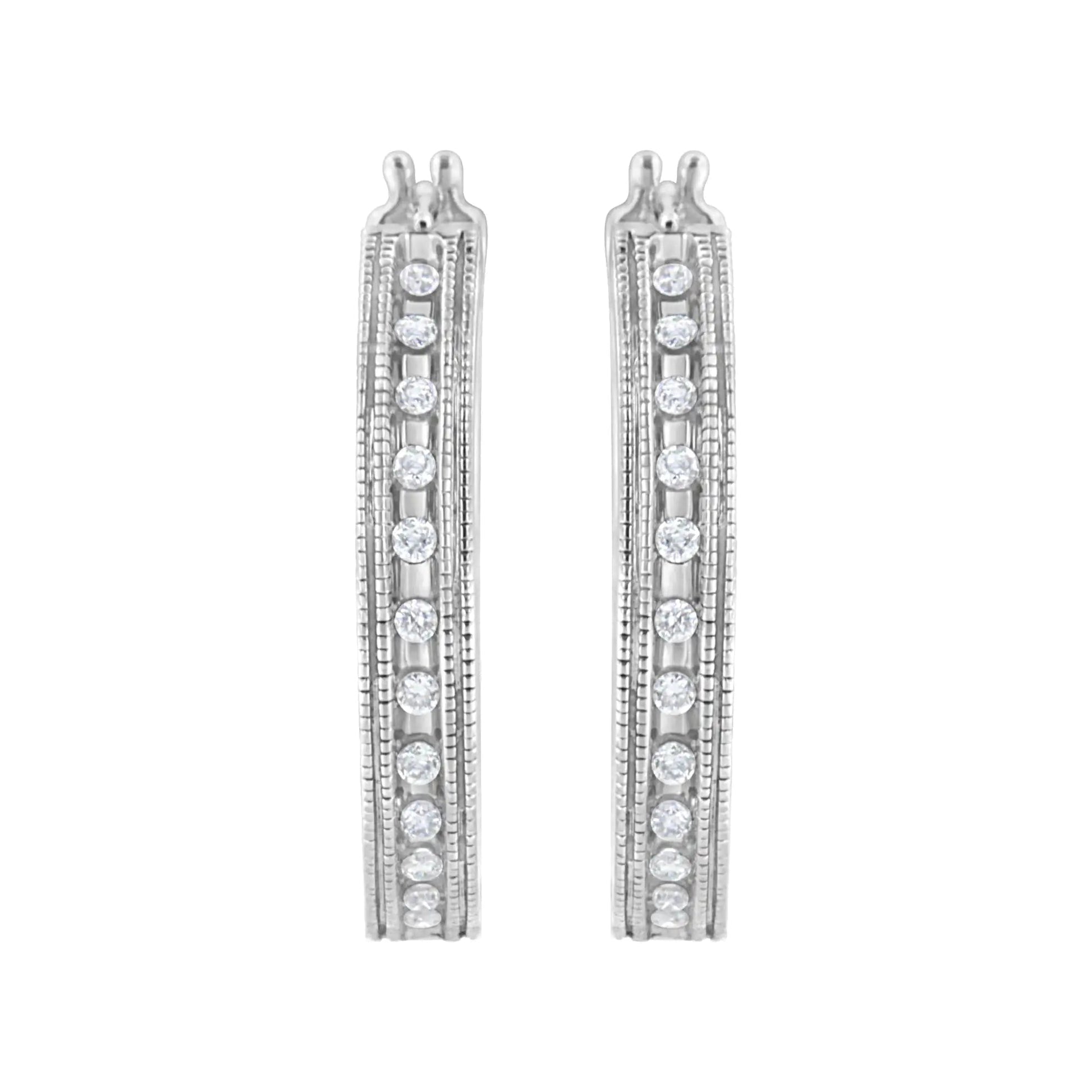 .925 Sterling Silver 1/2 cttw Lab Grown Diamond Hoop Earring (F-G Color, VS2-SI1 Clarity) WEM Support (www.WEM.support)