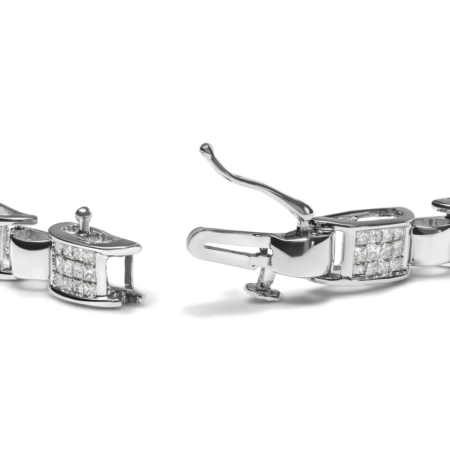 14K White Gold 2.00 Cttw Princess Diamond Invisible Set Link Bracelet (H-I Color, SI2-I1 Clarity) - 7" WEM Support (www.WEM.support)