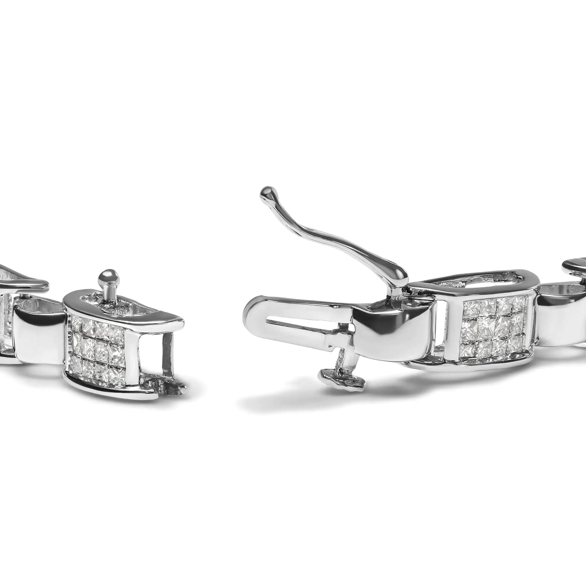 14K White Gold 2.00 Cttw Princess Diamond Invisible Set Link Bracelet (H-I Color, SI2-I1 Clarity) - 7" WEM Support (www.WEM.support)