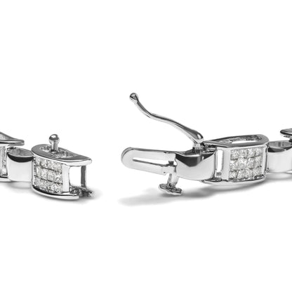 14K White Gold 2.00 Cttw Princess Diamond Invisible Set Link Bracelet (H-I Color, SI2-I1 Clarity) - 7" WEM Support (www.WEM.support)