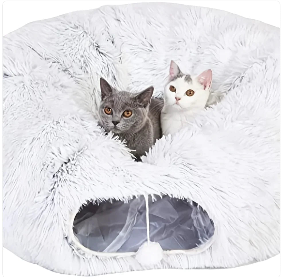 Foldable Plush Winter Cat Tunnel & Nest WEM Support (www.WEM.support)