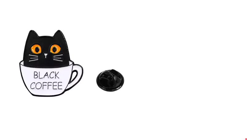 Cat & Coffee Enamel Pin Set WEM Support (www.WEM.support)