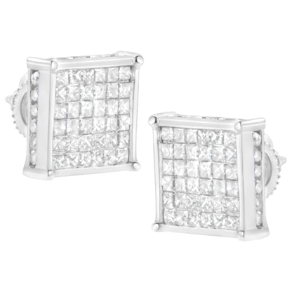 10K White Gold 2ct TDW Princess-Cut Composite Diamond Stud Earring (I-J ,I2-I3) WEM Support (www.WEM.support)