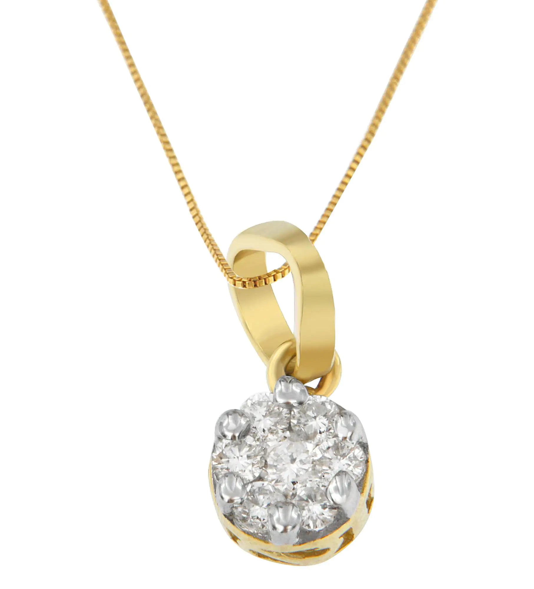 Collier Pendentif Cercle en Or Jaune 14K avec Diamants Taille Ronde (1/3 carat, Couleur H-I, Clarté I1-I2) WEM Support (www.WEM.support)