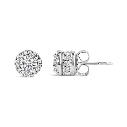 10K White Gold 1.00 Cttw Diamond Hidden Halo Stud Earring (H-I Color, I1-I2 Clarity) WEM Support (www.WEM.support)