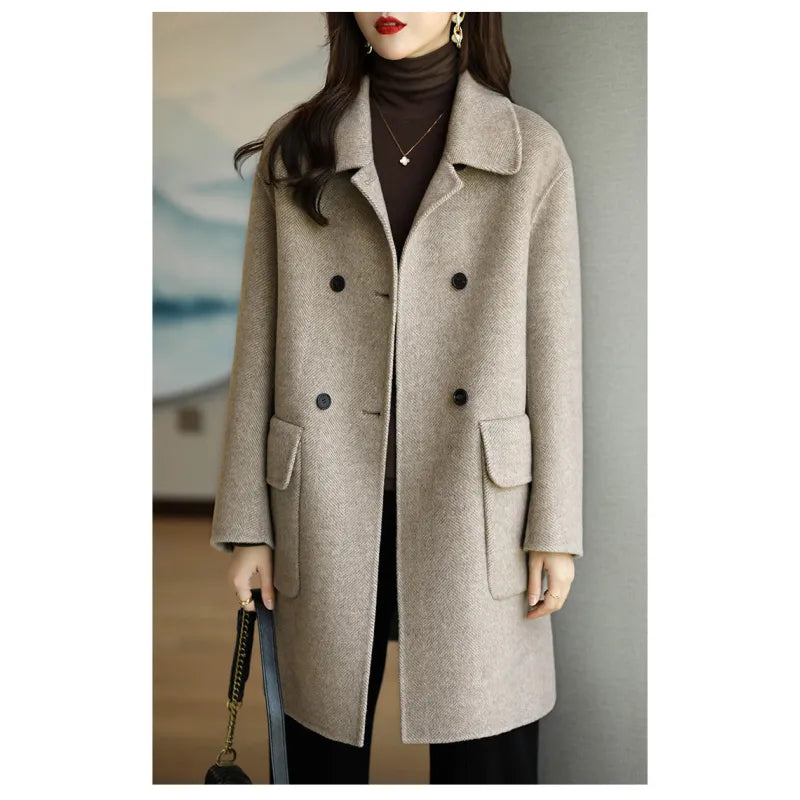 Slim Fit And Mid Length Woolen Coat Fashion WEM Support (www.WEM.support)