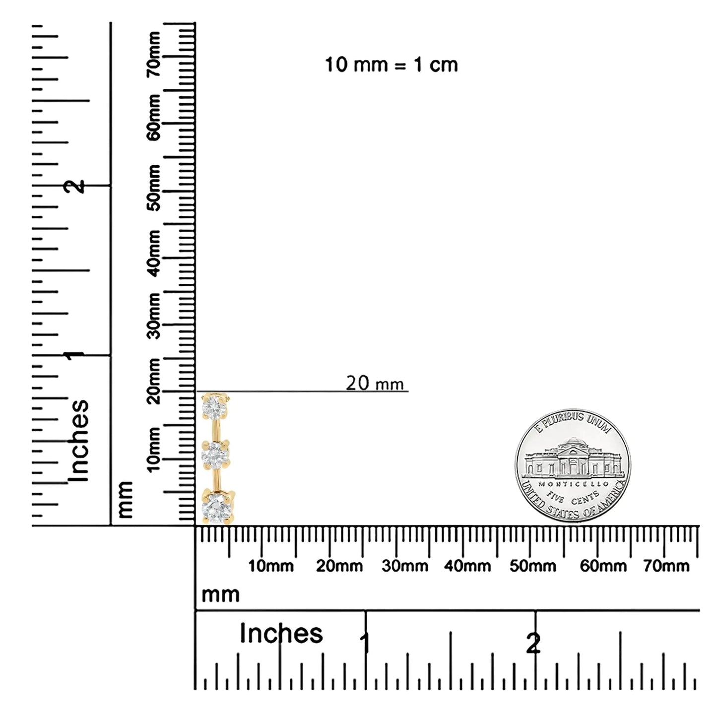 14K Gold Round Diamond Three-Stone Drop Pendant 18" Necklace - (H-I Color, SI1-SI2 Clarity) WEM Support (www.WEM.support)