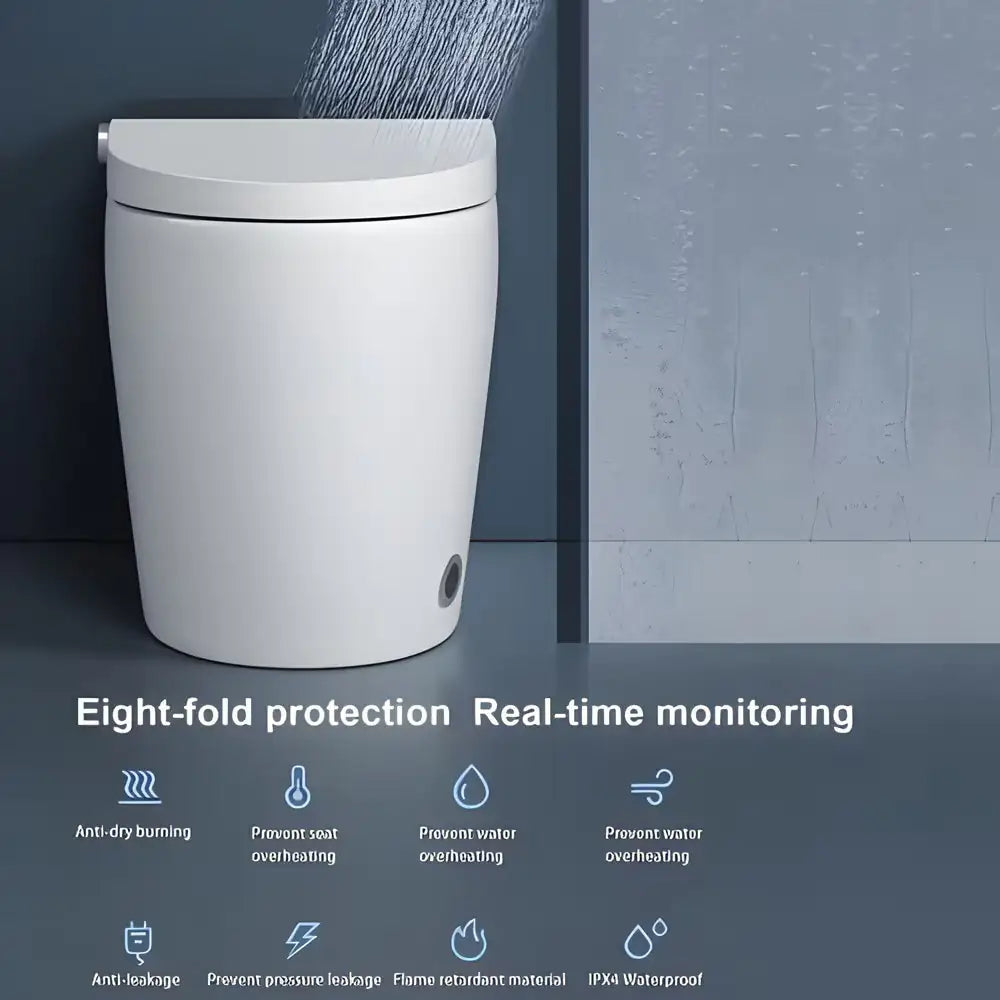 Smart Bidet Toilet For Bathrooms One Piece Toilet With Heated Bidet Seat,Foot Auto Sensor, Dual Flush, Tankless WEM Support (www.WEM.support)