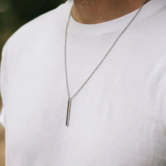 Long Chain Rectangular Pendant Necklace WEM Support (www.WEM.support)