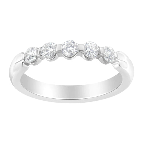 14K White Gold 1/2 cttw Diamond 5-Stone Band Ring (H-I Clarity, SI2-I1 Color) WEM Support (www.WEM.support)