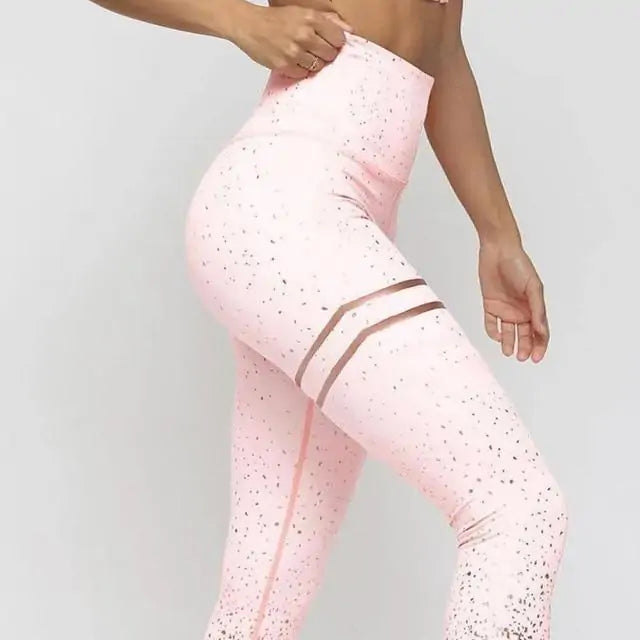 High Waisted Glittered Workout Leggings WEM Support (www.WEM.support)