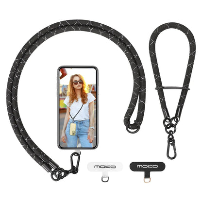 MoKo Crossbody Phone Lanyard, Adjustable Cell Phone Lanyard, Premium 8mm Thick Rope Mobile Phone Lanyard for iPhone, Samsung,and More | Phone Neck Strap×1, Wrist Strapx1, Lanyard Patch×2, Black HejK.com