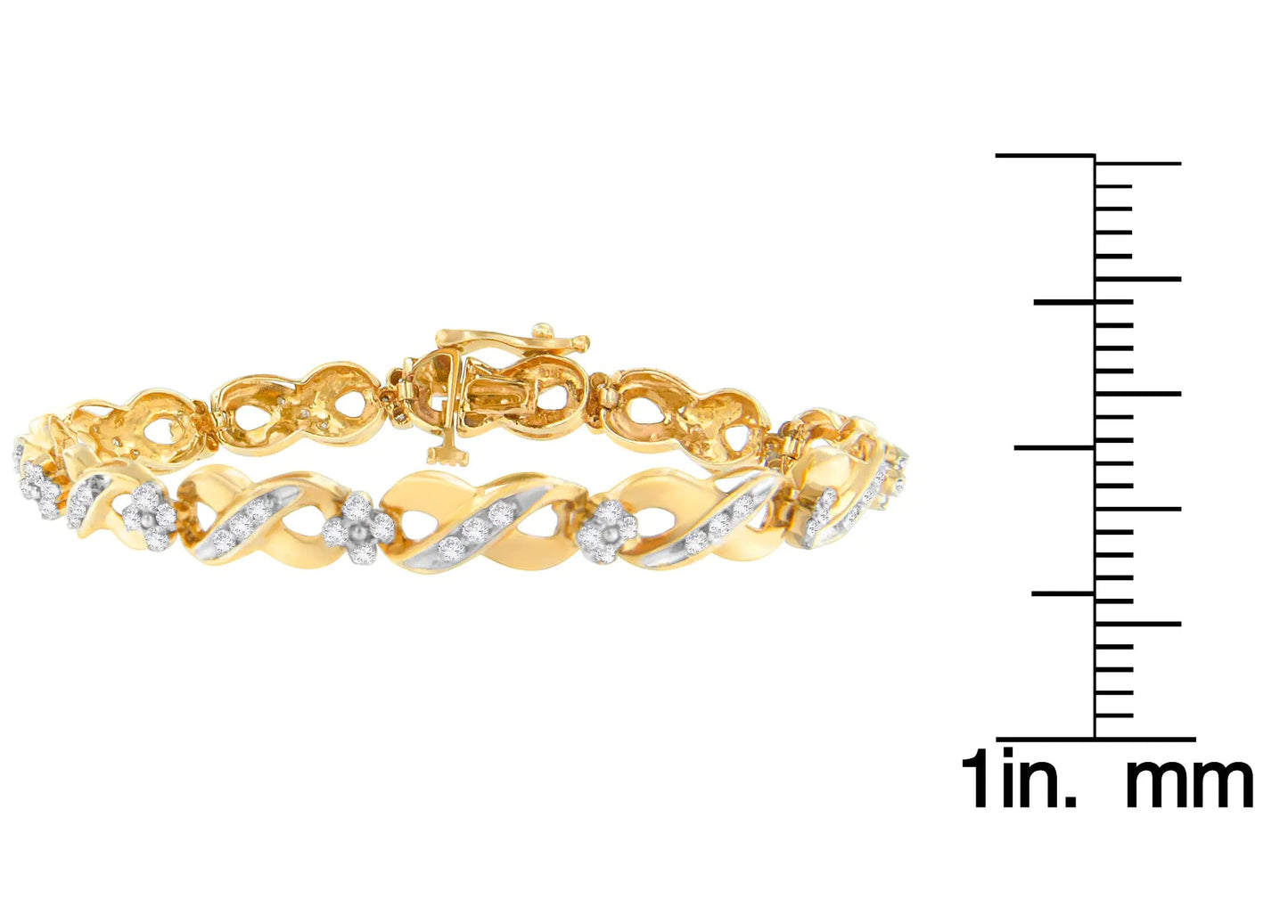 14K Yellow Gold Round-Cut Diamond Infinite Love Bracelet (1.00 cttw, I-J Color, I2-I3 Clarity) WEM Support (www.WEM.support)