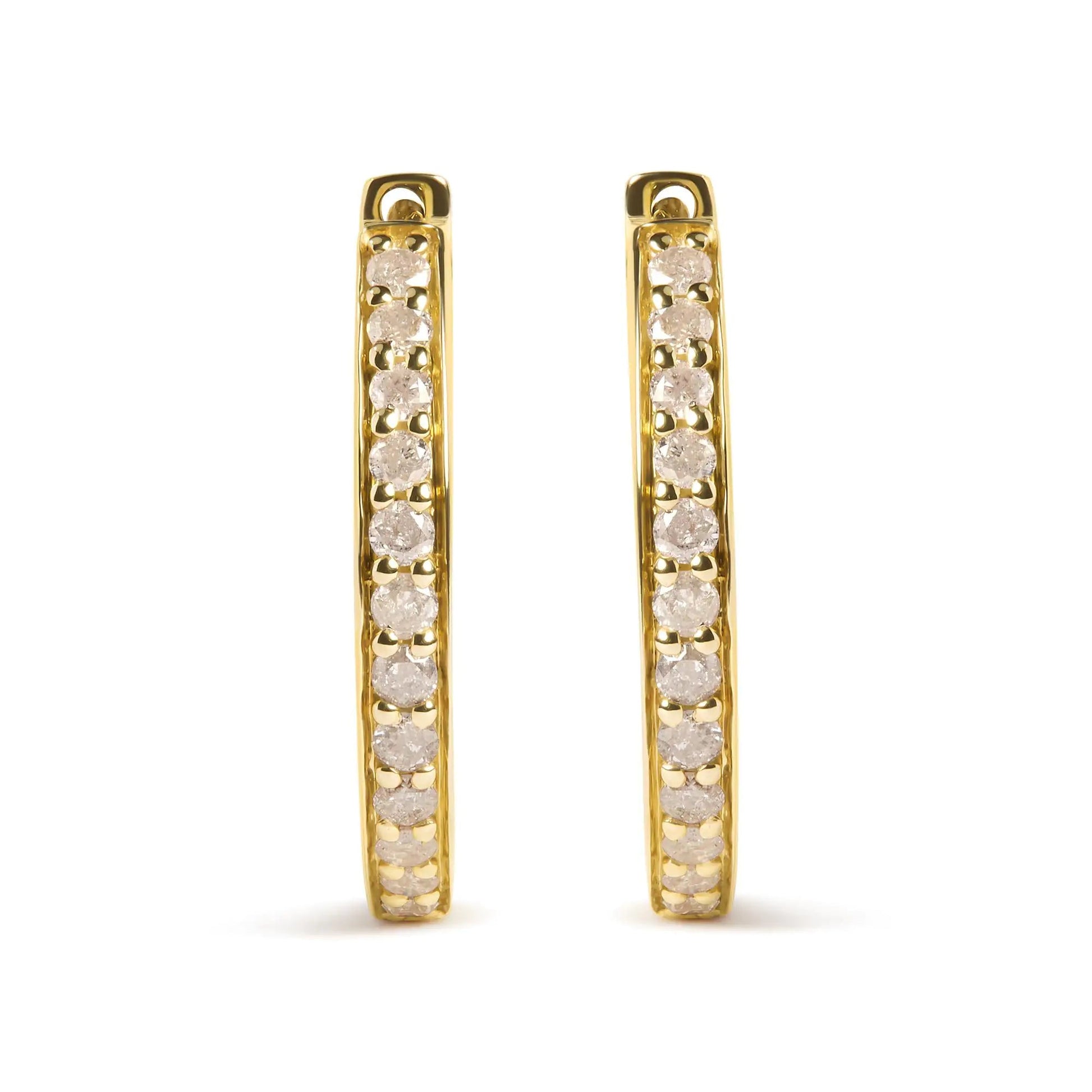 10K Yellow Gold 1/2 Cttw Round-Cut Diamond Hoop Earrings (I-J Color, I2-I3 Clarity) WEM Support (www.WEM.support)