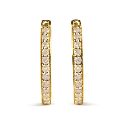 10K Yellow Gold 1/2 Cttw Round-Cut Diamond Hoop Earrings (I-J Color, I2-I3 Clarity) WEM Support (www.WEM.support)
