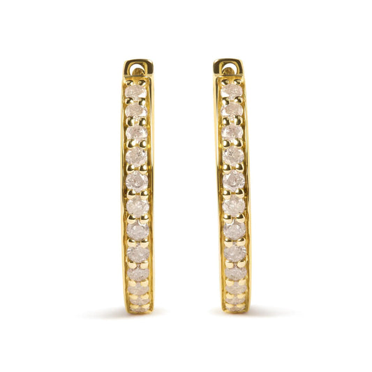 10K Yellow Gold 1/2 Cttw Round-Cut Diamond Hoop Earrings (I-J Color, I2-I3 Clarity) WEM Support (www.WEM.support)