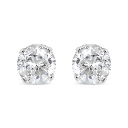 14K White Gold 3/4 Cttw Round Brilliant-Cut Near Colorless Diamond Classic 4-Prong Stud Earrings (I-J Color, VS1-VS2 Clarity) WEM Support (www.WEM.support)