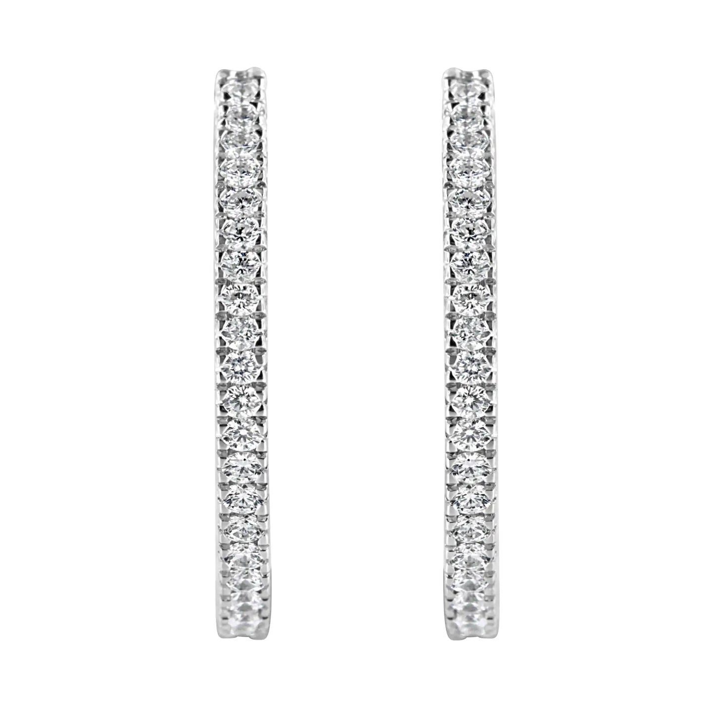 14KT White Gold 1 cttw Diamond Hoop Earrings (H-I, I1-I2) WEM Support (www.WEM.support)