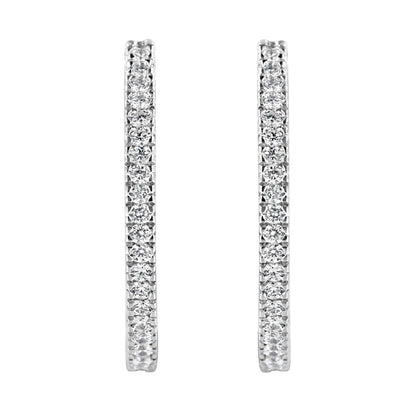 14KT White Gold 1 cttw Diamond Hoop Earrings (H-I, I1-I2) WEM Support (www.WEM.support)