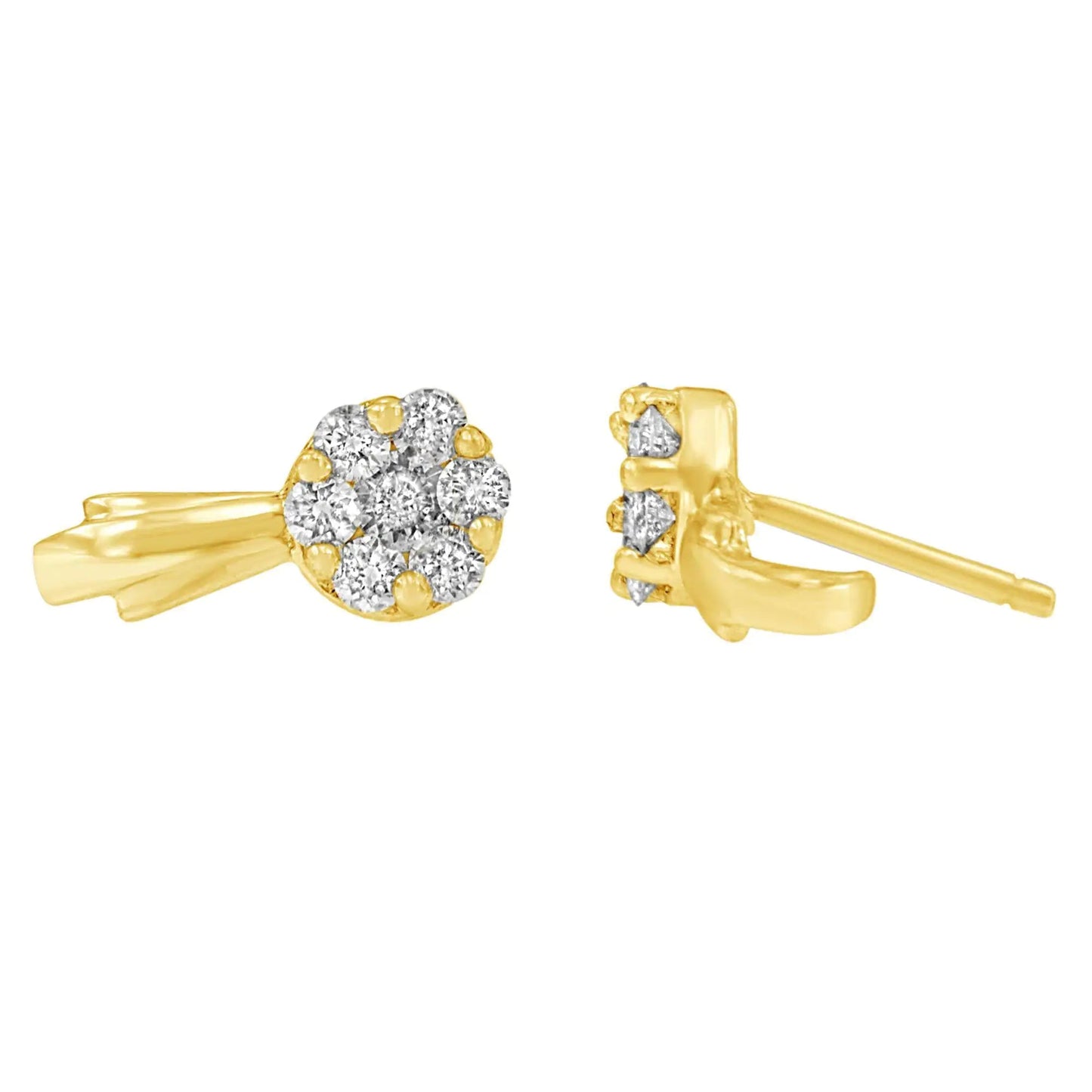 14K Gold 3/4 Cttw Diamond Floral Cluster Drop and Dangle Stud Earrings (H-I Color, I1-I2 Clarity) WEM Support (www.WEM.support)