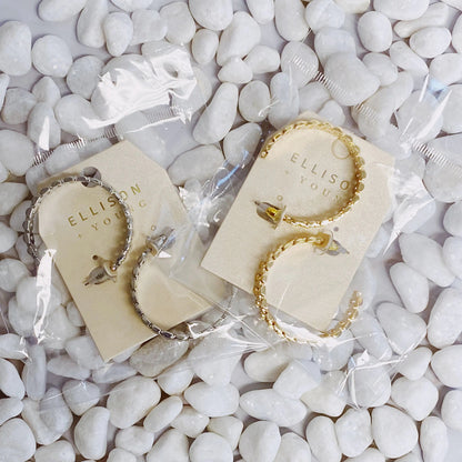 Golden Watch Band Hoop Earrings WEM Support (www.WEM.support)