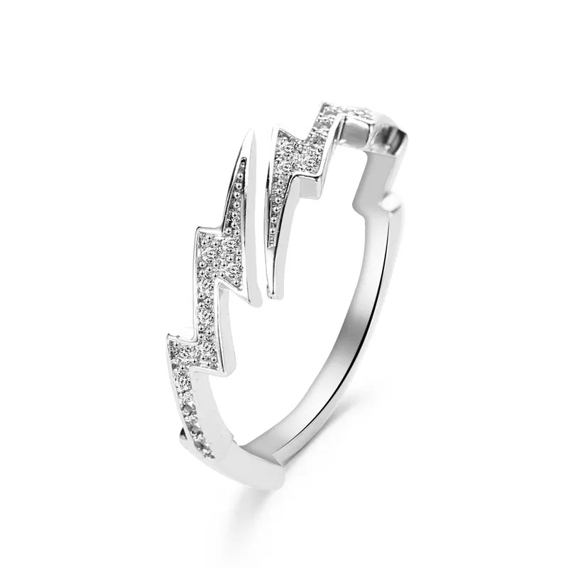 Irregular geometry zircon lightning ring - HejK.com Marketplace LLC