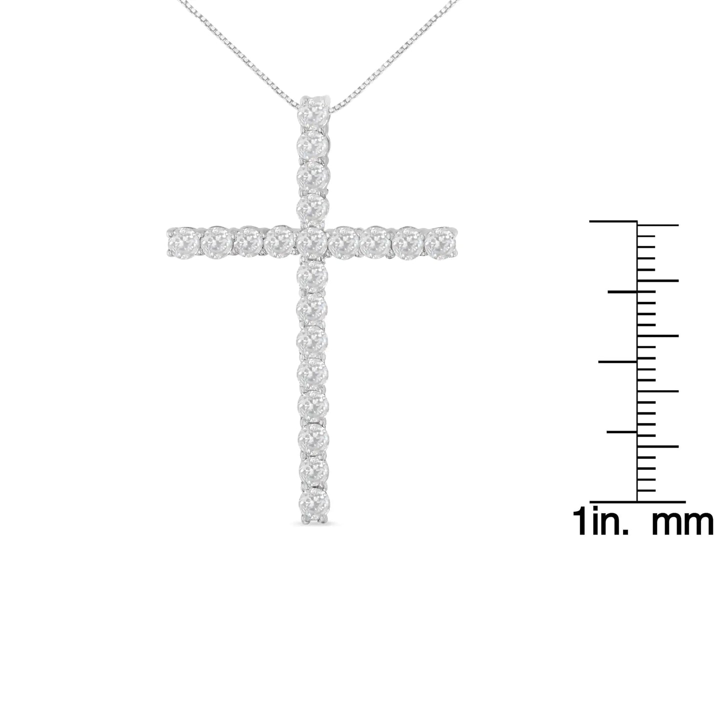 10Kt White Gold 1 cttw Diamond Cross Pendant Necklace (H-I, I1-I2) WEM Support (www.WEM.support)