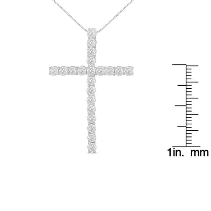 10Kt White Gold 1 cttw Diamond Cross Pendant Necklace (H-I, I1-I2) WEM Support (www.WEM.support)