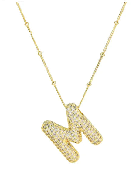 Brass Zircon Letter Necklace WEM Support (www.WEM.support)