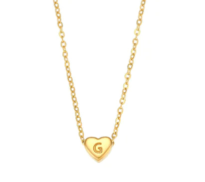 Heart Charm Gold Necklet - Initial Love HejK.com Marketplace LLC