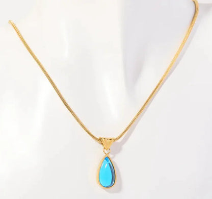 Blue Ocean Water Drop Necklace WEM Support (www.WEM.support)