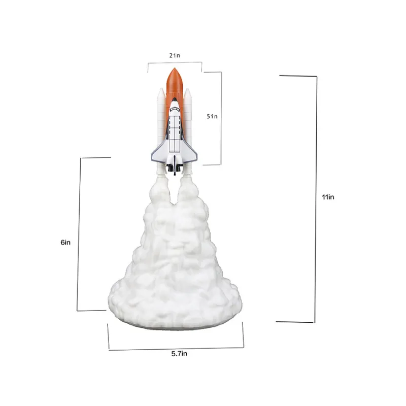 3D Print Rocket Space Shuttle Lamp Night Lamp WEM Support (www.WEM.support)