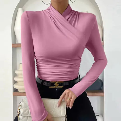 Cross Collar Slim Fit Long Sleeve Shirt WEM Support (www.WEM.support)