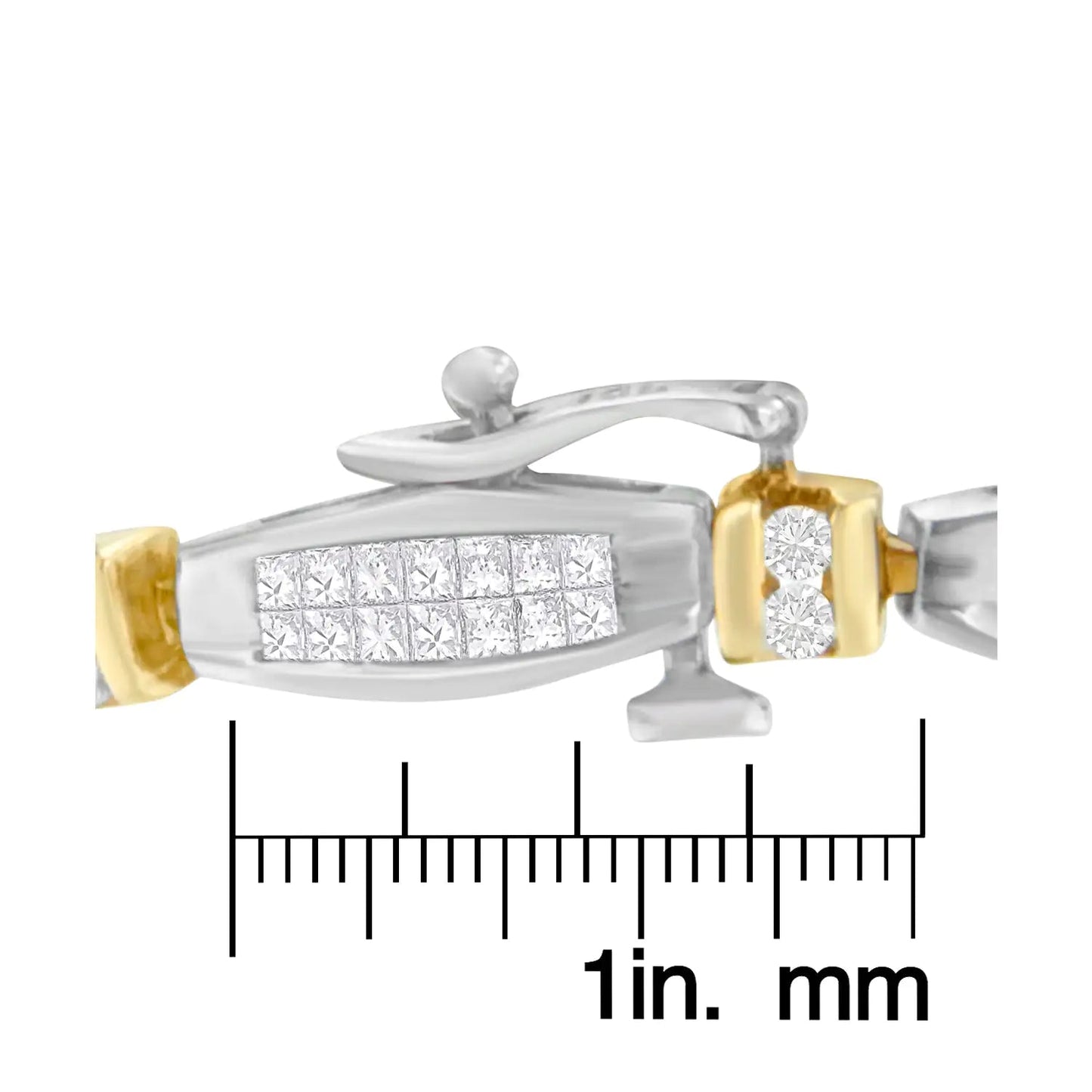 14K Two-Tone Gold Princess and Round Cut Diamond Beaded Bracelet (2.00 cttw, H-I Color, SI2-I1 Clarity) WEM Support (www.WEM.support)