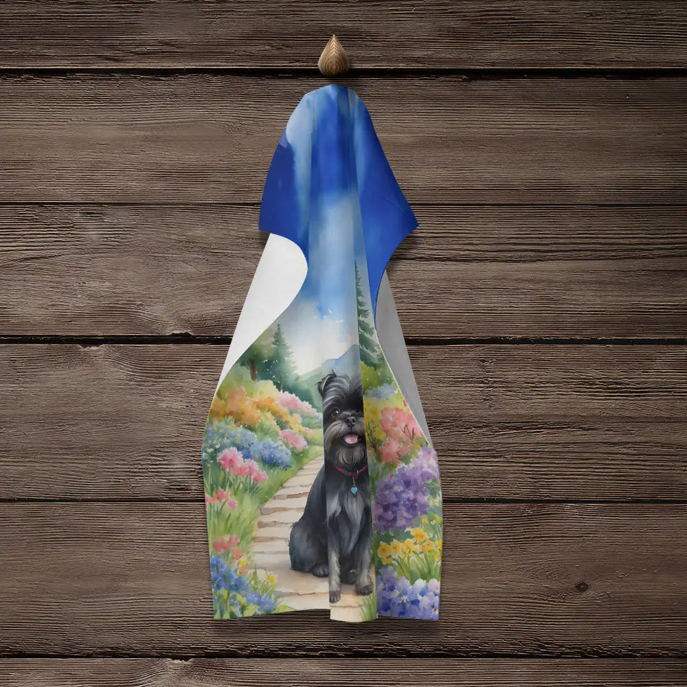 Affenpinscher Spring Garden Kitchen Towel WEM Support (www.WEM.support)
