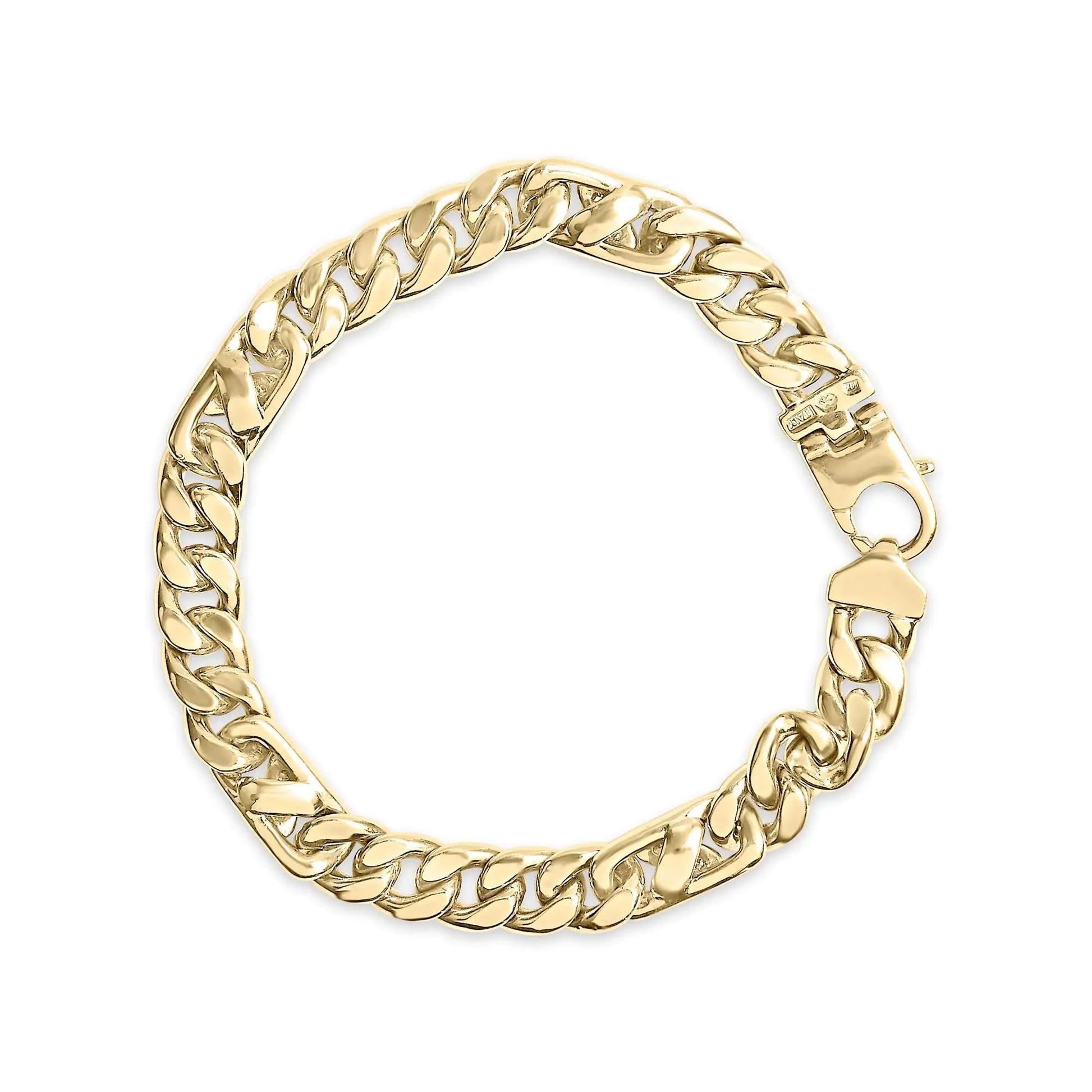 10K Yellow Gold 1.00 Cttw Diamond Miami Cuban Link Men's Bracelet (H-I Color, I1-I2 Clarity) - 8.5 Inches WEM Support (www.WEM.support)