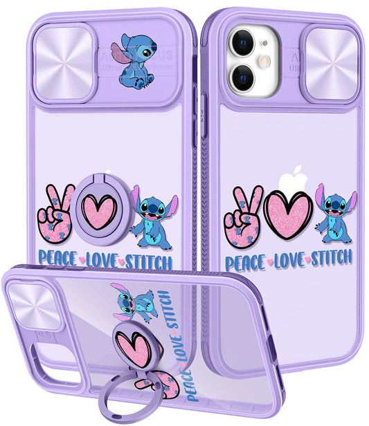 Joyleop (2in1 for iPhone 11 Case Cartoon Cute Cowby for Girls Pretty Women Teen Kids Girly Phone Covers Blue Pattern Design with Slide Camera Cover+Ring Holder for Apple 11 6.1”