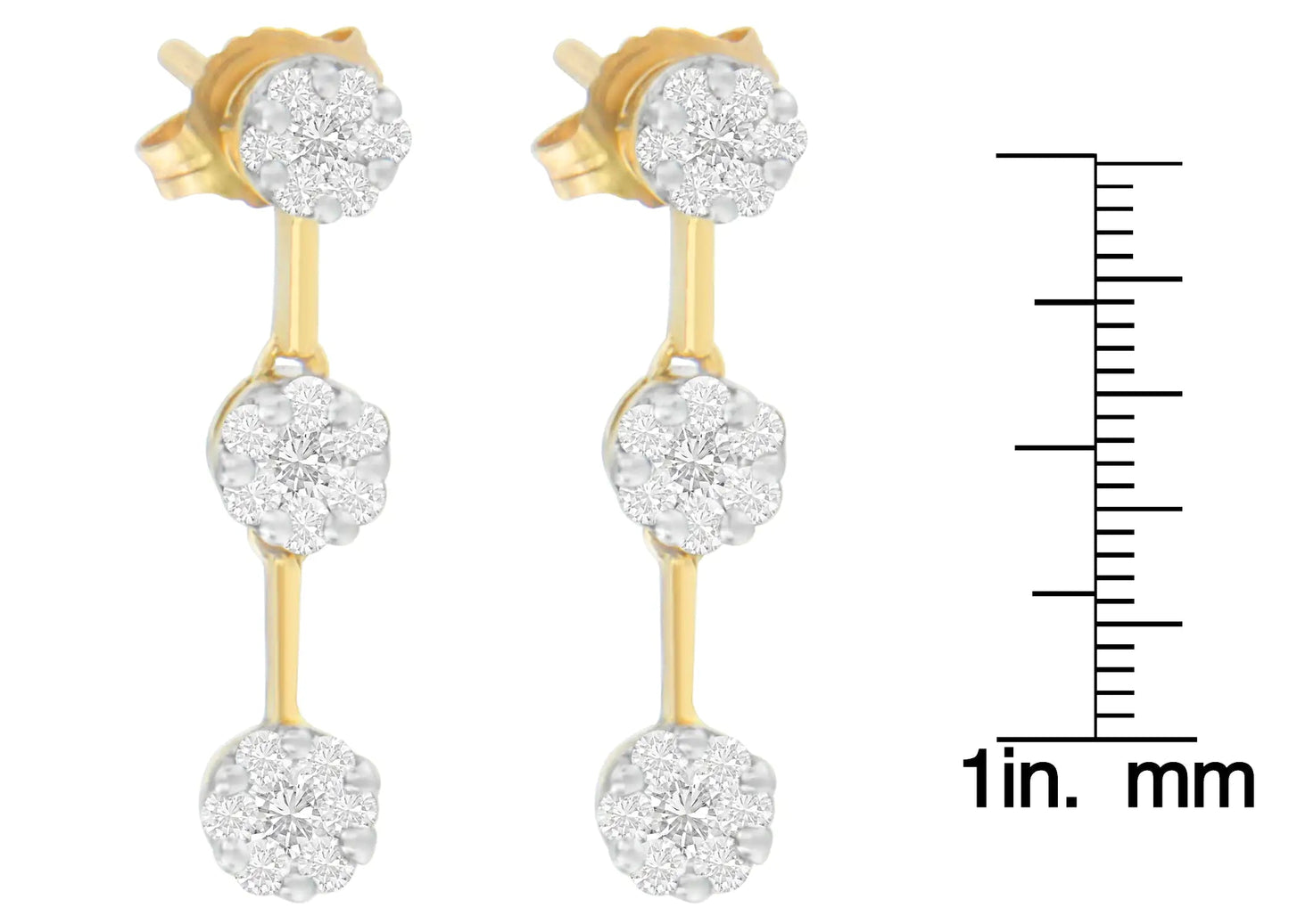 14K Yellow Gold Round Diamond Earrings (1.05 cttw, H-I Color, SI1-SI2 Clarity) WEM Support (www.WEM.support)