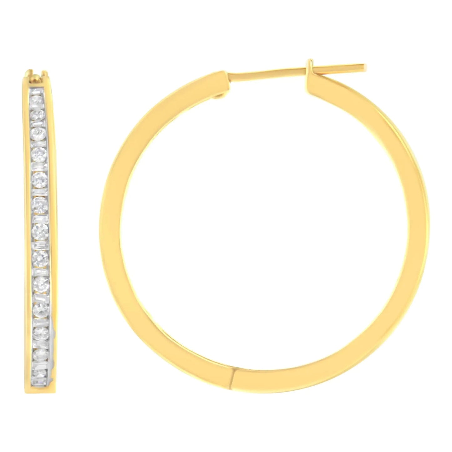 10K Yellow Gold 1/2 cttw Channel Set Hoop Earrings (H-I Clarity, SI2-I1 Color) WEM Support (www.WEM.support)
