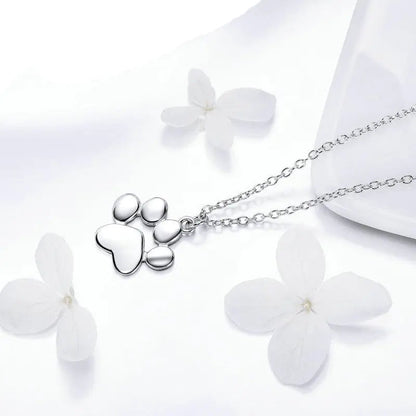 Silver & Rose Gold Pawprint Necklace WEM Support (www.WEM.support)