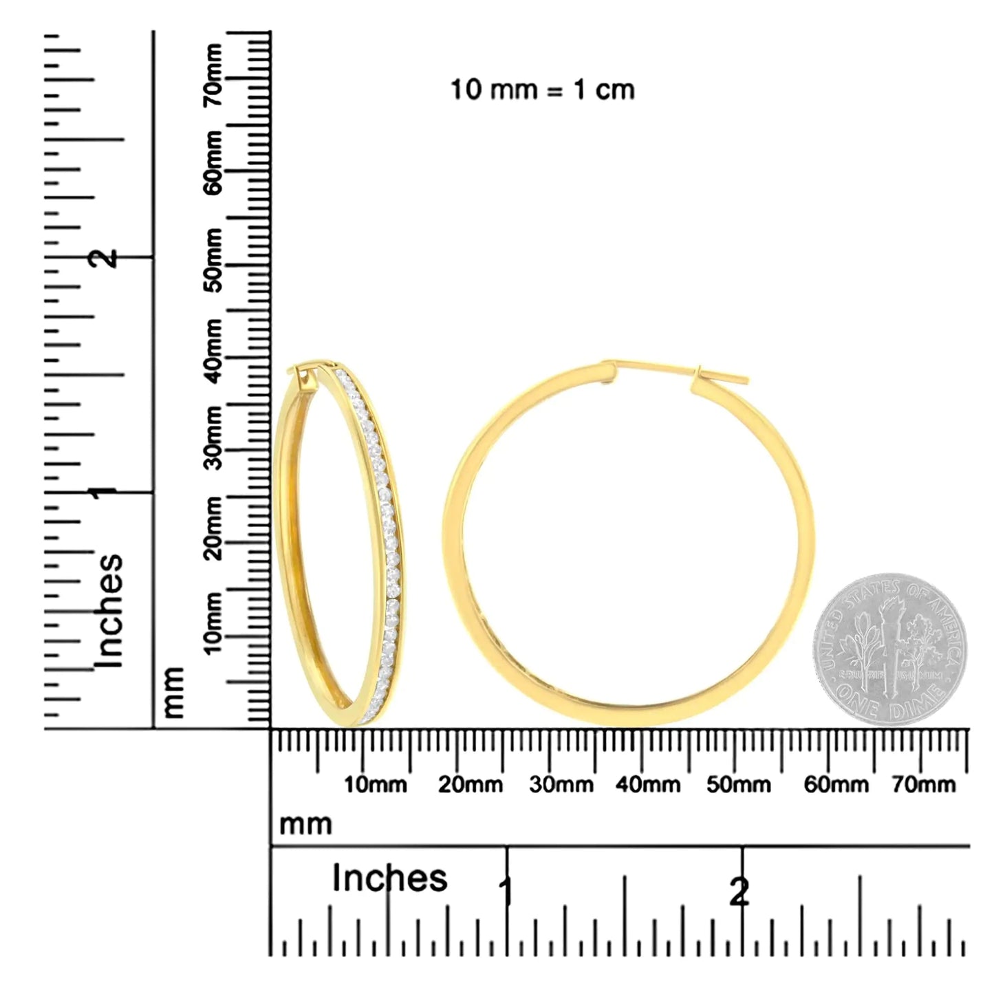 10K Yellow Gold 1 cttw Channel Set Diamond Hoop Earrings (I-J Clarity, I1-I2 Color) WEM Support (www.WEM.support)