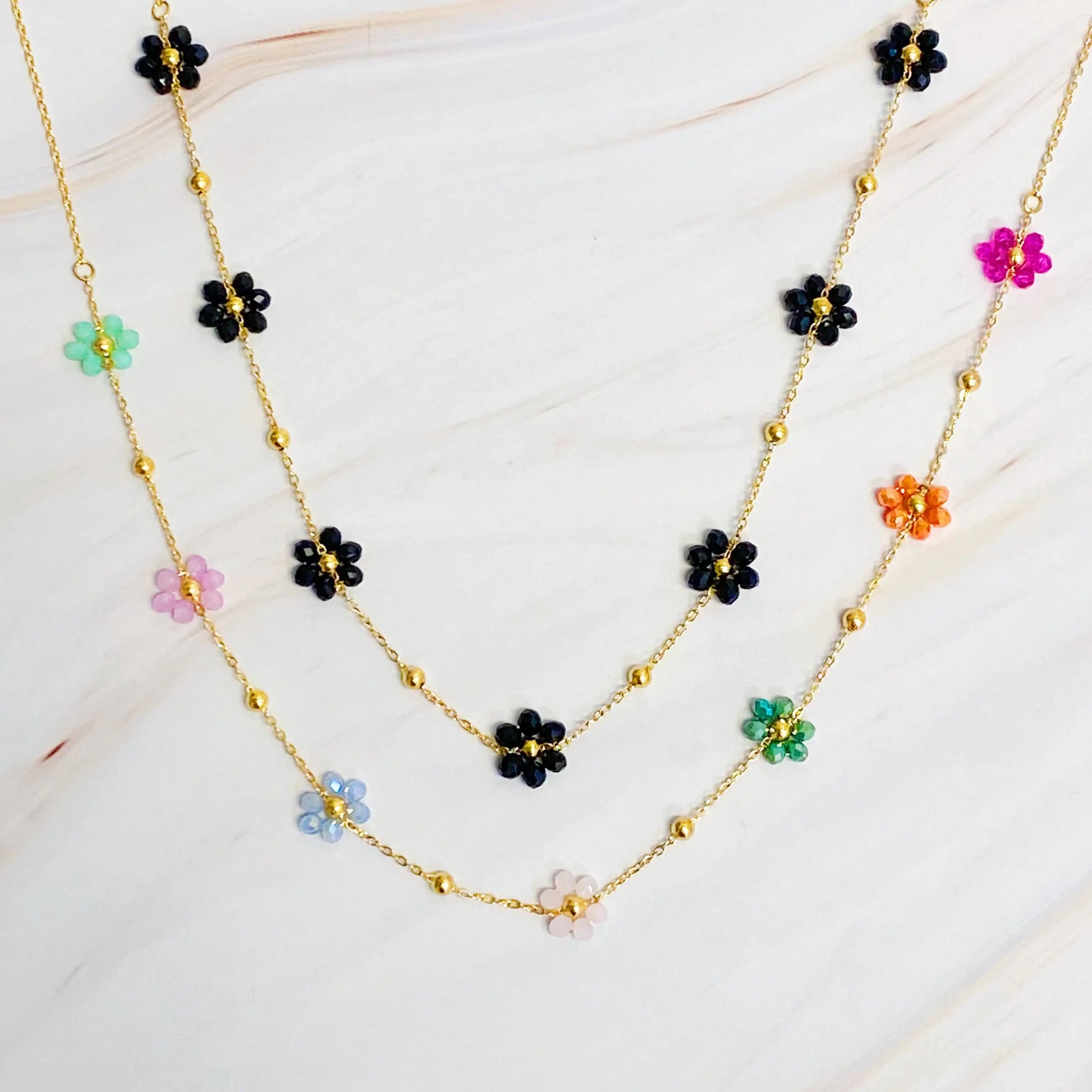 Flower Field Romance Beaded Necklace WEM Support (www.WEM.support)