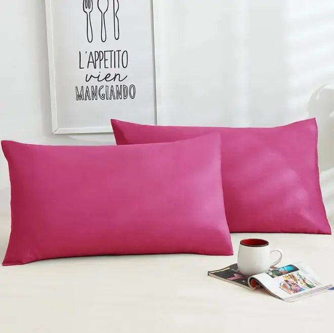 A Pair Of Pure Color Cotton Pillowcases - Catch Cards