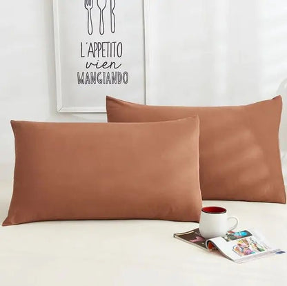 A Pair Of Pure Color Cotton Pillowcases - Catch Cards