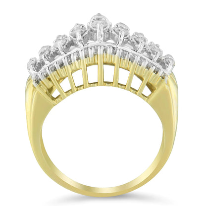 10KT Two-Tone Gold Diamond Cluster Band (1 cttw, I-J Color, I1-I2 Clarity) WEM Support (www.WEM.support)