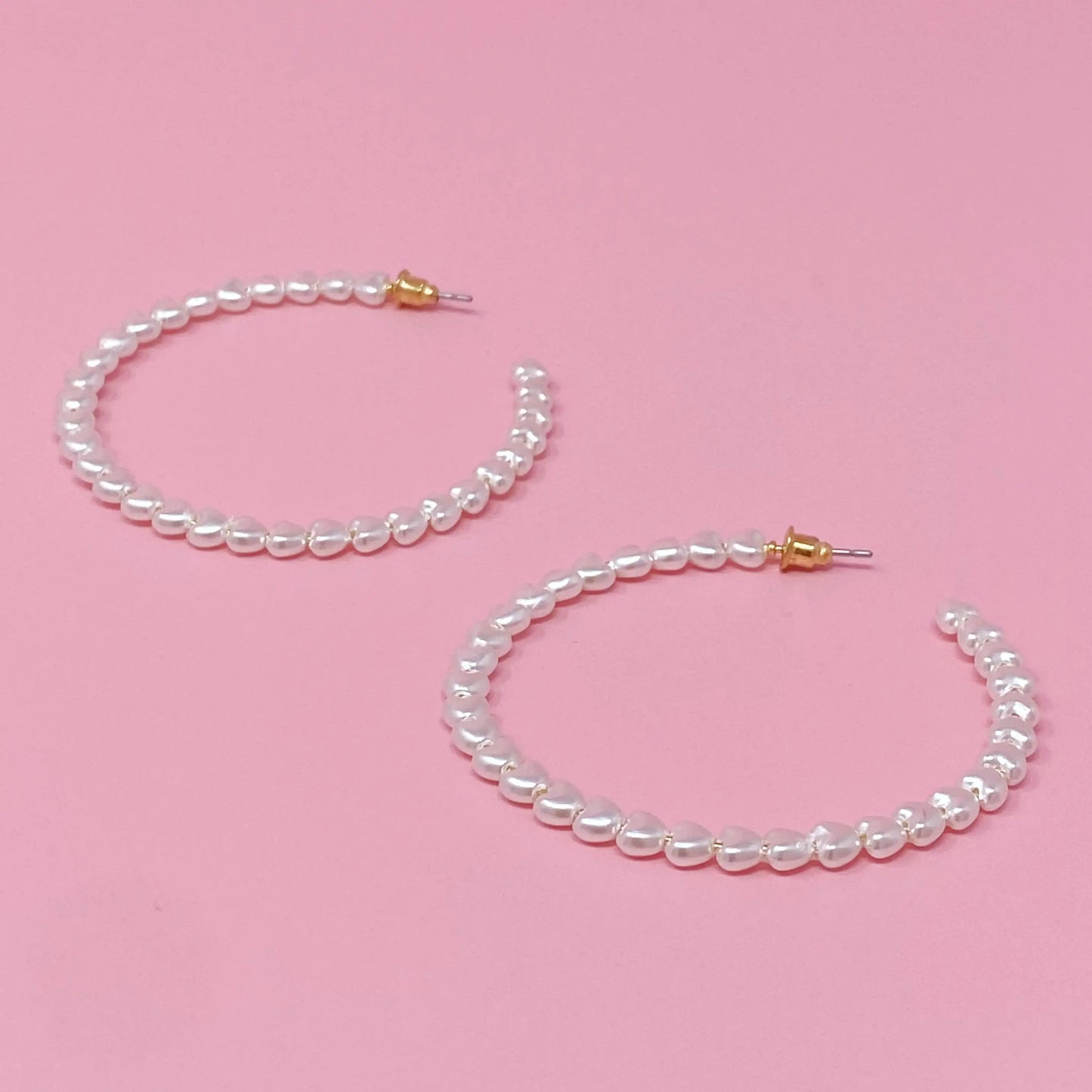 Heart Pearl Hoop Earrings WEM Support (www.WEM.support)