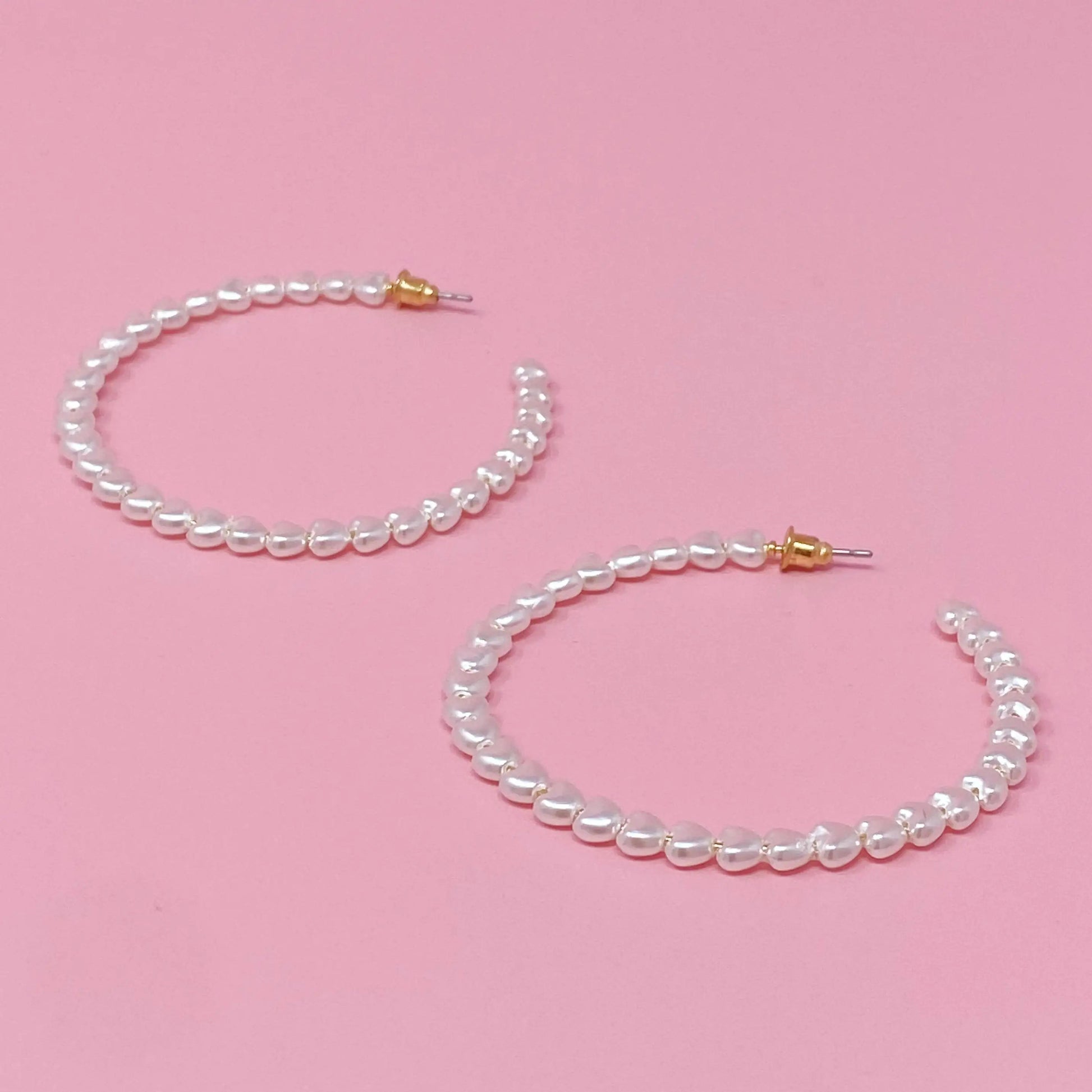 Heart Pearl Hoop Earrings WEM Support (www.WEM.support)