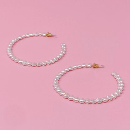Heart Pearl Hoop Earrings WEM Support (www.WEM.support)