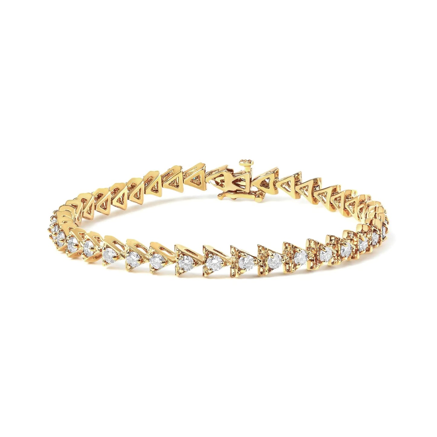 10K Yellow Gold Plated .925 Sterling Silver 3.0 Cttw Diamond Triangle Link Tennis Bracelet (I-J Color, SI2-I1 Clarity) - Size 7.25" Inches WEM Support (www.WEM.support)