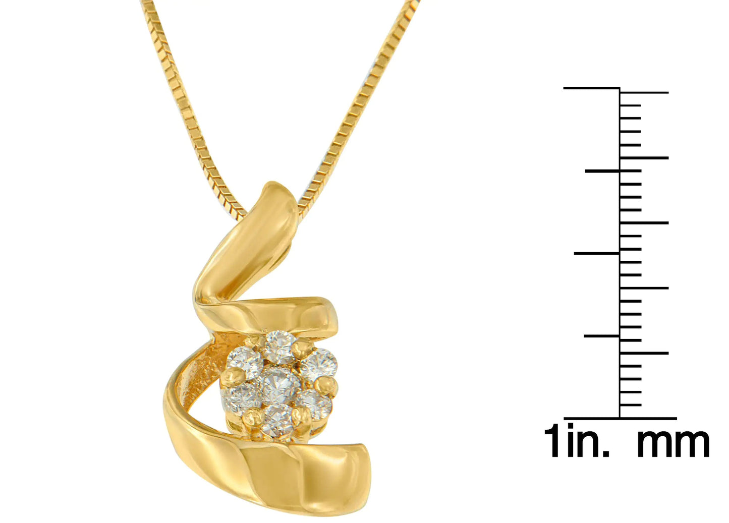 Espira 10K Yellow Gold 1/4 cttw Diamond Spiral Pendant Necklace (I-J, I2-I3) WEM Support (www.WEM.support)